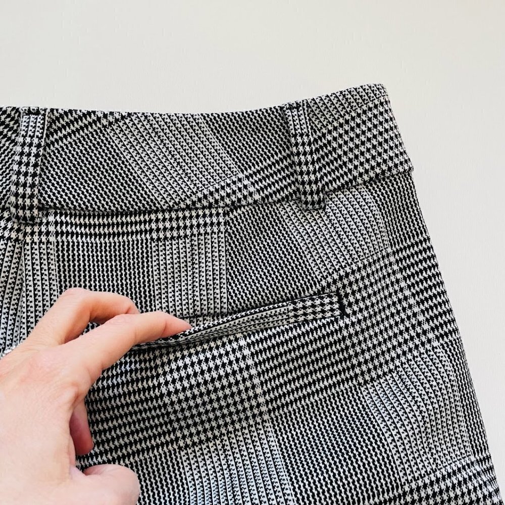 Ann TAylor Pant Trouser Houndstooth Herringbone Plaid Black White Winter Classic - Picture 4 of 9